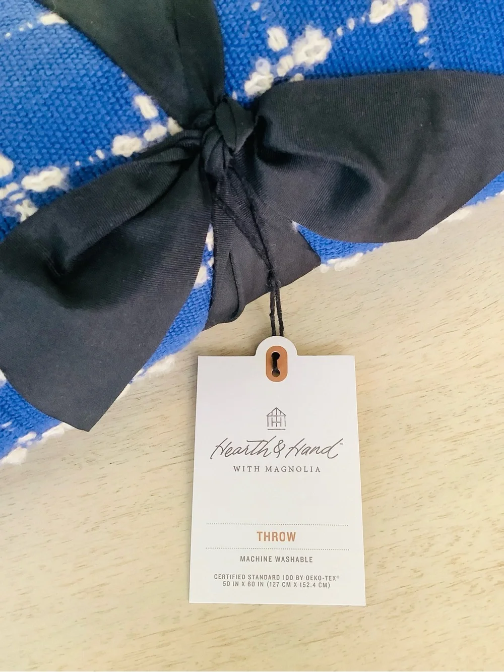 Hearth & Hand Magnolia Patterned Blue Throw Blanket